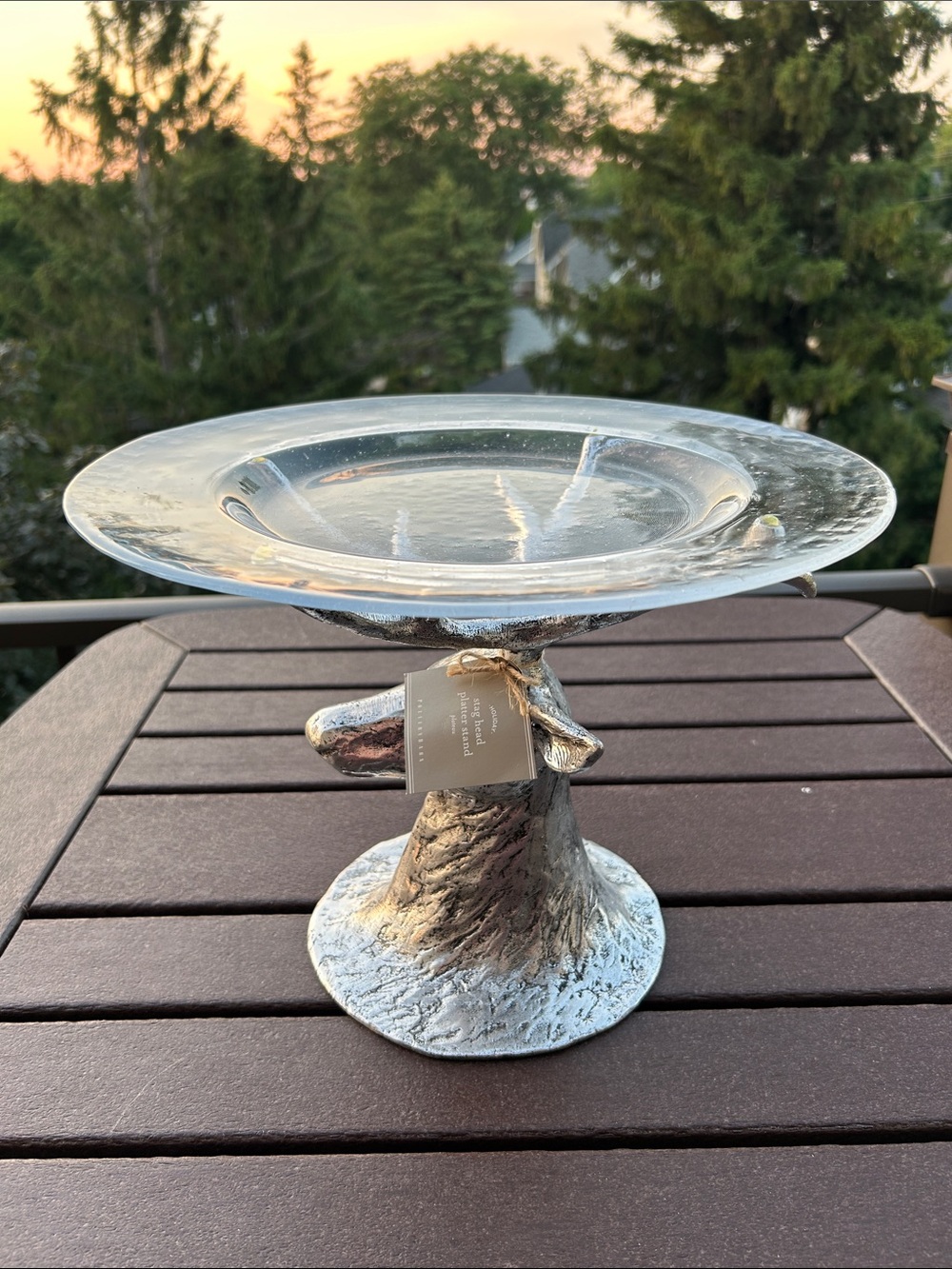 RARE Pottery Barn Stag Deer
Head Cake Stand Pedestal
Glass Platter Retired NWT - Picture 7 of 11
